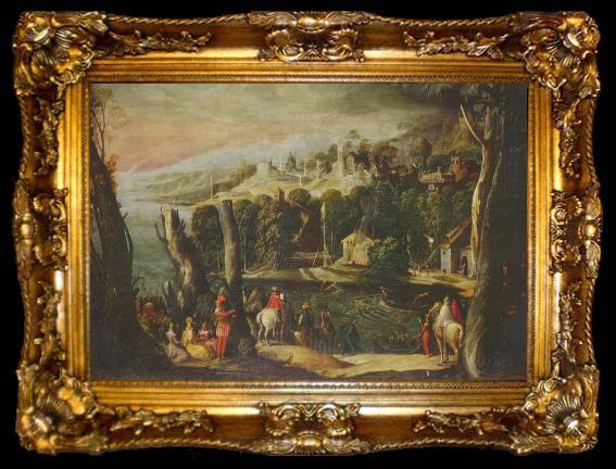 framed  Pietro, Nicolo di Landschaft mit Damen und Reitern, ta009-2